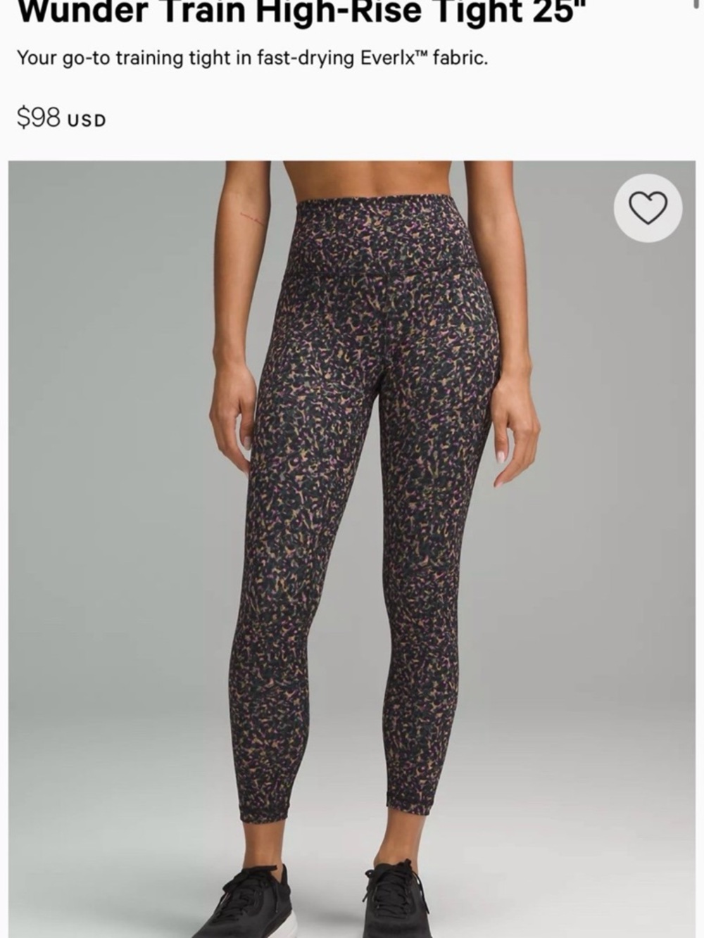 lululemon athletica Black Leggings with Pink and Gold Speckle Print